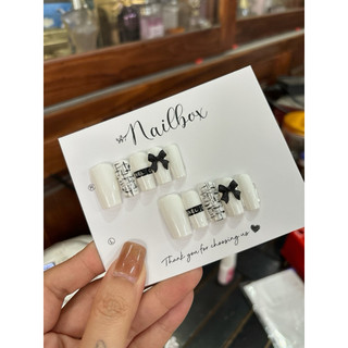 nailbox nơ đen trắng mix dạ