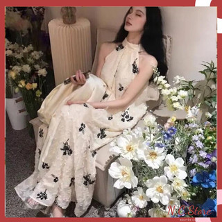 Đầm Ren Lông Maxi Cổ Yếm Cực Xinh Đẹp