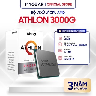 Bộ vi xử lý cpu amd athlon 3000g 2 nhân 4 luồng bộ nhớ đệm 5mb xung lên đến 3.5ghz chính hãng- bảo hành 36 tháng