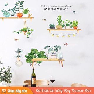 Decal dán tường chậu cây dây đèn-ba7290