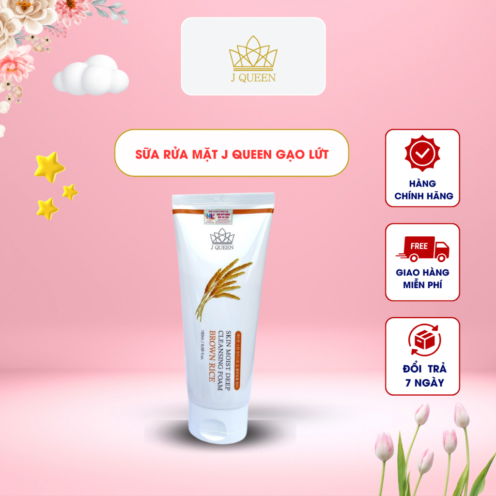 Sữa Rửa Mặt J Queen Gạo Lứt Dịu Nhẹ - Sạch Sâu - Sáng Da 180ml