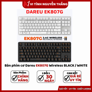Bàn phím cơ Không Dây DareU EK807G Wireless Màu Trắng/Đen - Blue/Red/Brown Switch - Bảo hành 24 tháng
