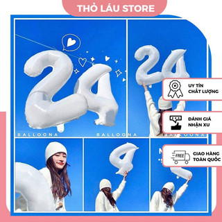 Bong bóng số tuổi màu trắng size 32inch cỡ lớn 70cm trang trí sinh nhật, thôi nôi,