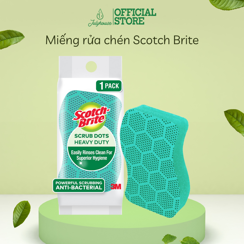 Miếng rửa chén hạt nổi siêu sạch Scotch Brite 3M đa năng, mút hạt nổi kháng khuẩn, không bám cặn bẩn gây mùi