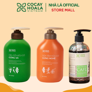 COMBO Dầu Gội Xả Hữu Cơ Gừng Sả Cỏ Cây Hoa Lá 500ML + Sữa Tắm Cà phê Arabica Cỏ Cây Hoa Lá 300G