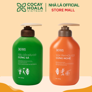Combo Sữa Tắm Thảo Dược Hữu Cơ Gừng Nghệ và dầu gội 500g gừng sả Cỏ Cây Hoa Lá Ngăn bết, gàu ngứa