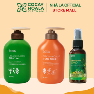 Combo Dầu Gội Xả Hữu Cơ Gừng Sả Cỏ Cây Hoa Lá 500ml và Tinh chất dưỡng tóc KOKO Cỏ Cây Hoa Lá