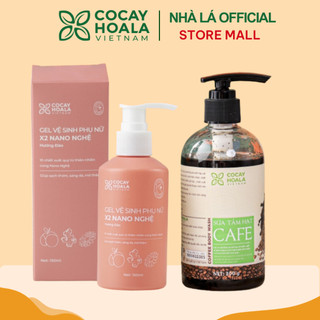 Combo Dung dịch vệ sinh Phụ nữ Gel X2 Nano Nghệ Đào Cỏ Cây Hoa Lá và Sữa tắm khử mùi cơ thểchiết xuất hạt Arabica