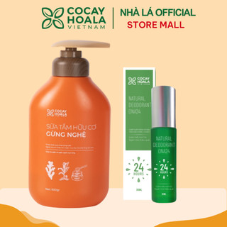 Combo Sữa Tắm Thảo Dược Hữu Cơ Gừng Nghệ Cỏ Cây Hoa Lá 500g và Xịt thơm cơ thể chiết xuất thảo dược