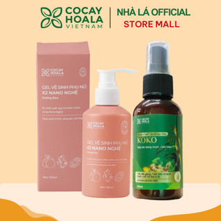 Combo Dung dịch vệ sinh Phụ nữ Gel X2 Nano Nghệ Đào và Tinh chất dưỡng tóc KOKO Cỏ Cây Hoa Lá - Ngăn rụng tóc