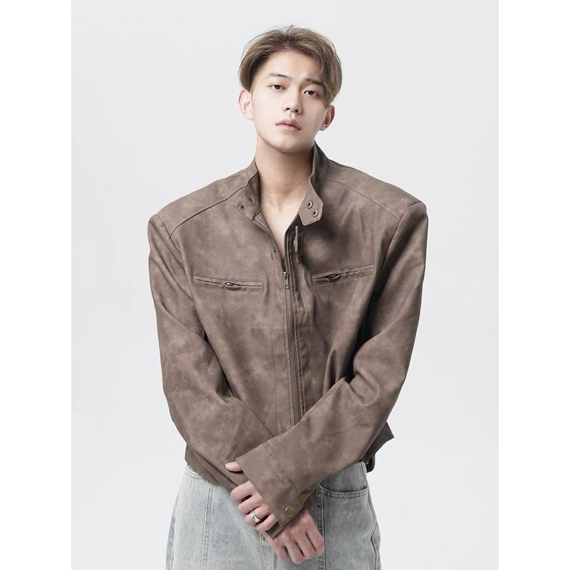 Áo Khoác Rộng Maillard Áo Khoác Bomber Phong Cách Douyin Cổ Cứng Siêu Phong Cách Đến Từ Thương Hiệu 