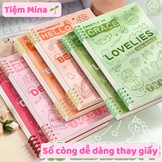  Sổ còng MOKA dễ dàng thay giấy khổ A5 phong cách cute nhiều màu sắc