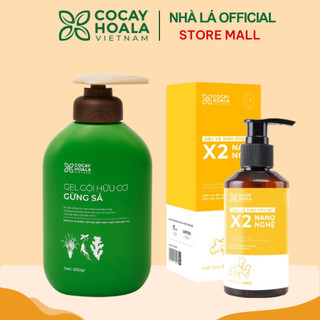 Combo Dầu Gội Hữu Cơ Gừng Sả Cỏ Cây Hoa Lá và Dung dịch vệ sinh Phụ nữ Gel X2 Nano Nghệ Đào Lưu Hương 24h - 150ml/chai