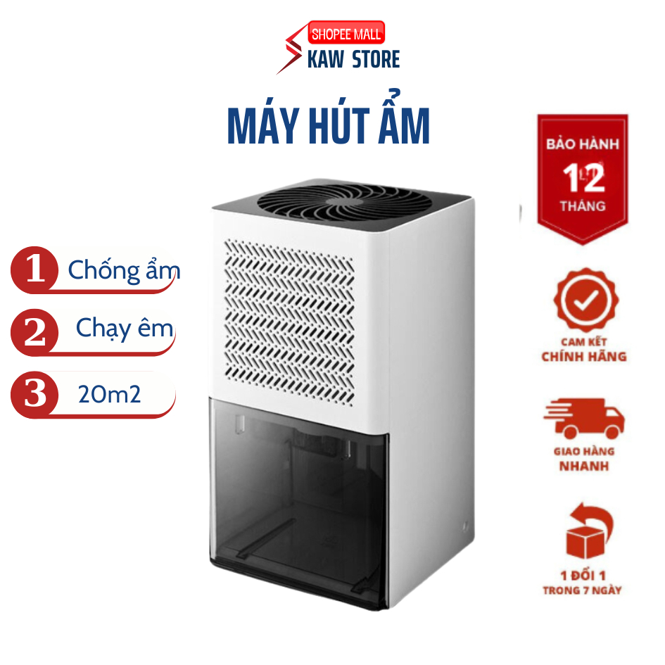 Máy hút ẩm lọc ẩm không khí 20m2 KAW, cho tủ quần áo, phòng ngủ  công suất lớn - BẢO HÀNH CHÍNH HÃNG