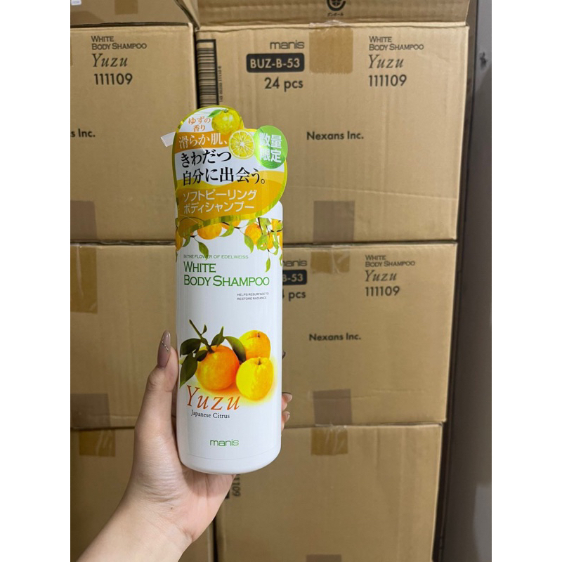 Sữa tắm trắng da toàn thân Manis White Body Shampoo [hồng hoa anh đào, hoa cúc, trà xanh] 450ml Nhật Bản
