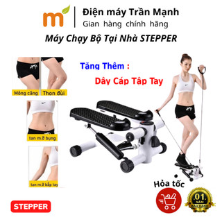 Máy chạy bộ tại nhà stepper - máy chạy bộ mini tặng dây kéo chạy bộ, hỗ trợ thể dục tại chỗ gấp gọn bằng cơ trên không
