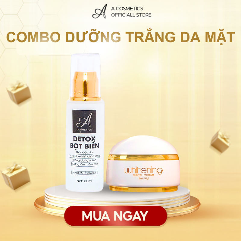 Bộ 2 sản phẩm dưỡng trắng da mặt gồm Kem Face Pháp 20g  + Detox Bọt Biển 50ml, Acosmetics