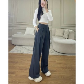 (Ảnh thật) Quần tây ống rộng ly lệch 2 bên cạp cao Maylilyy.store