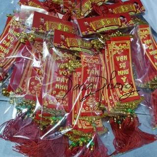Bịch 10 cái liễn nhung trang trí tết dài 28cm cả dây,khánh treo