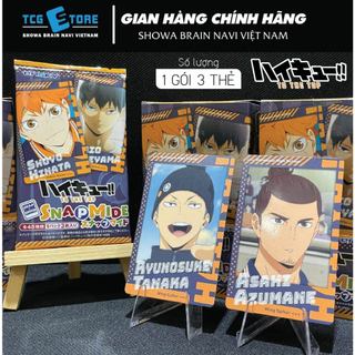 Bộ thẻ sưu tập nhân vật Haikyu, Snapmide Ensky Vol.1 chất liệu giấy cứng bóng, SL 1 gói/3 thẻ ngẫu nhiên