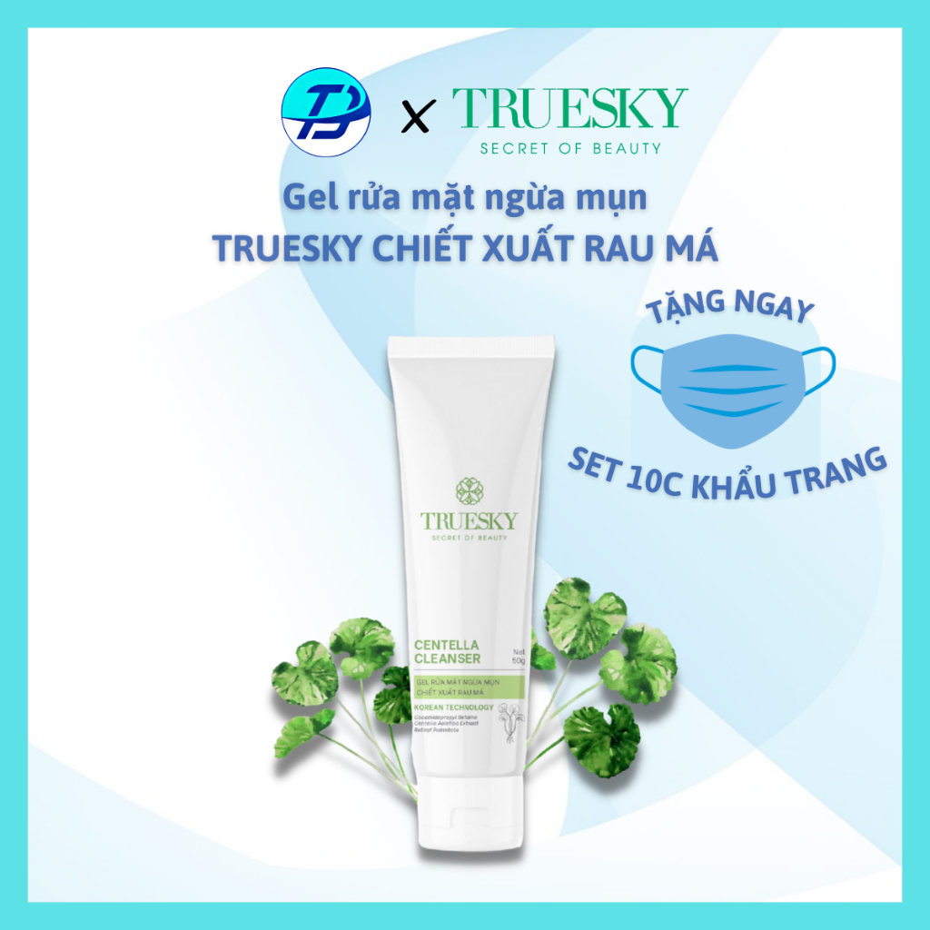 Gel rửa mặt ngăn ngừa mụn Truesky Centella Cleanser chiết xuất RAU MÁ 50g