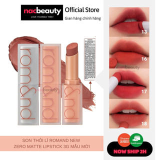 [Shell Beach Nude Collection] Son thỏi lì Romand New Zero Matte Lipstick 3g Mẫu mới