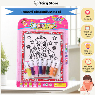 Tranh tô màu cho bé Kiry Store tranh tô màu công chúa trang điểm công chúa tranh makeup tranh tô màu cô gái bằng màu nhũ