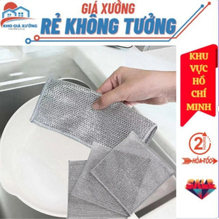  Khăn Lau Bếp Kim Loại Rửa Bát - Miếng Cọ Rửa Dĩa Xoong Dệt Lưới Dễ Dàng Loại Bỏ Dầu Mỡ