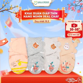 Ủ kén sơ sinh Uala rogo vải Bamboo sợi tre thấm hút giữ nhiệt dán ủ ấm cơ thể bé UR8901