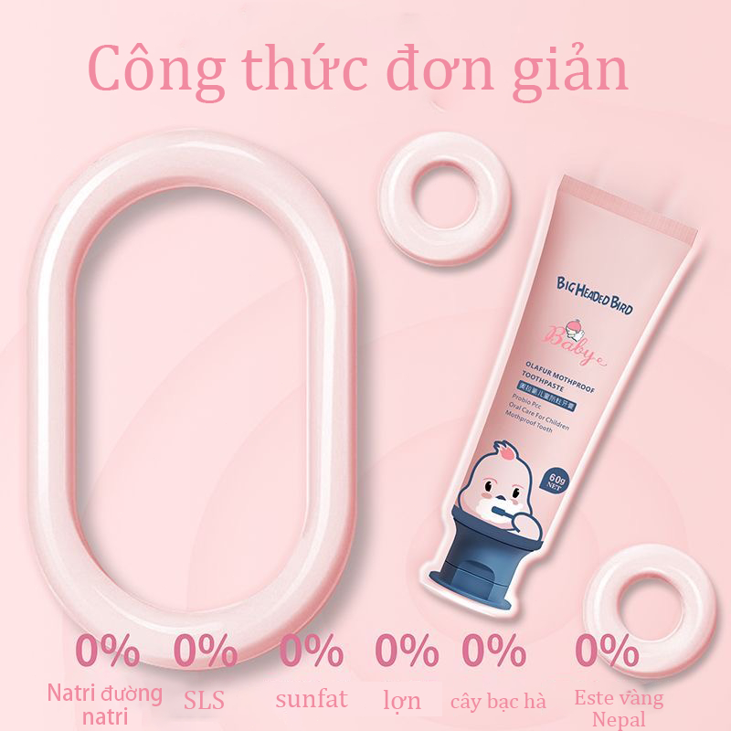 Kem Đánh Răng Trẻ Em Baby BigHeaded Bird - Kem Đánh Răng Baby Làm Trắng Răng, Ngăn Ngừa Sâu Răng