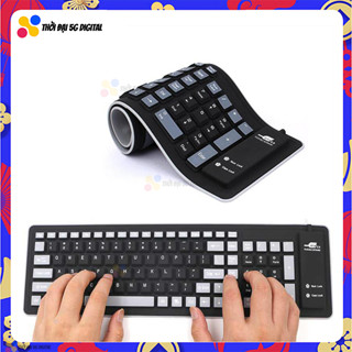Bàn Phím Có Dây Gập Lại Được 103 Phím Với Số Bàn Phím Gập Gọn Không Ồn Mỏng Chống Nước Linh Hoạt Tiện Dụng