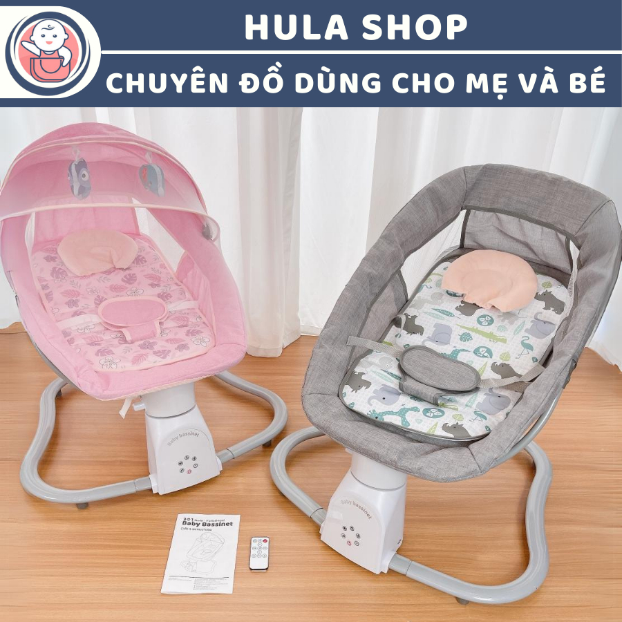 Nôi điện cho bé điều khiển từ xa 9BABY - 5 chế độ đung đưa tự động kết hợp Bluetooth nhạc ru ngủ