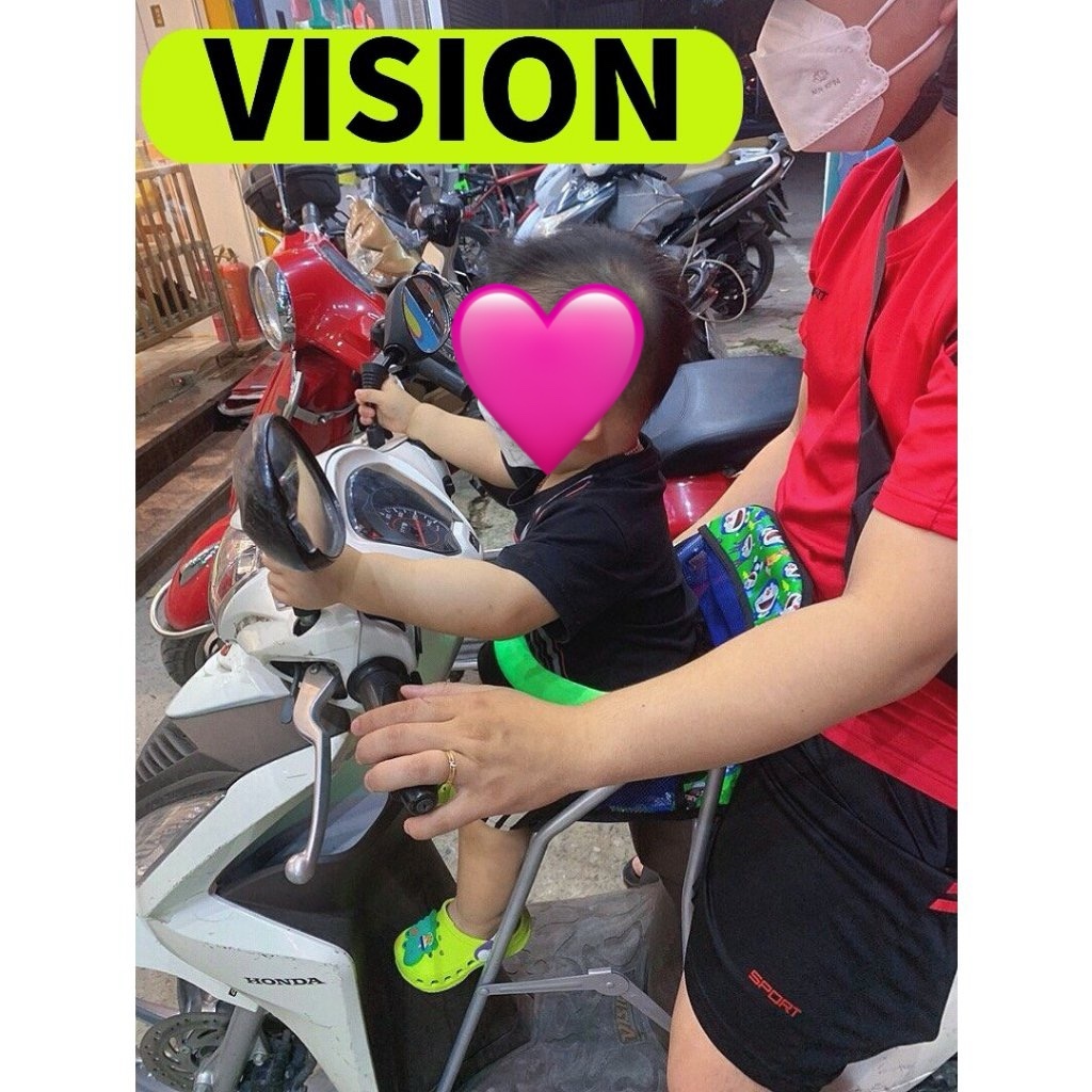 (Freeship) Ghế Ngồi Xe Vision Cho Bé | Ghế Ga Xếp Sắt Sơn Tĩnh Điện Gấp Gọn, An Toàn Khi Đi Xe