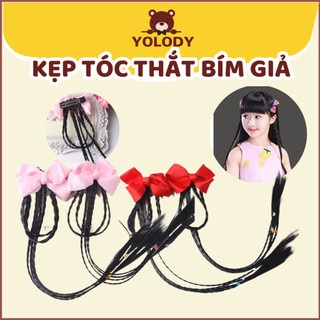Set 2 kẹp tóc giả thắt bím xinh xắn đáng yêu cho bé kẹp bím Yolody