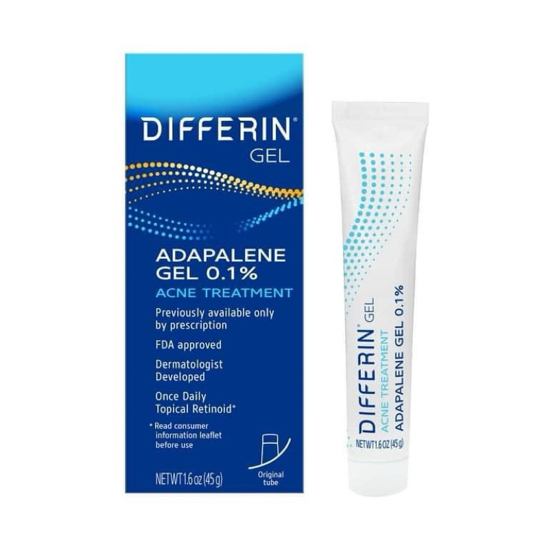 Kem giảm mụn Differin  Adapalene Gel 0.1% Acne Treatment Tuýp 45g
