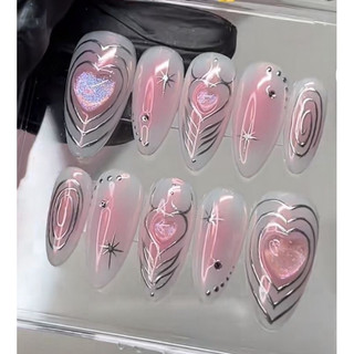 98 Nailbox thiết kế loang hồng trái tim xinh xắn