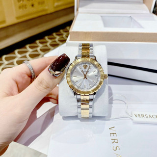  Đồng Hồ Nữ Versace Hellenyium Mặt Tròn Kính Sapphiare Mặt Nâu Trắng  Xanh Cực Hót Siz 35mm Máy Thuỵ 