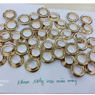 Khoen ore 14mm Khoen mắt cáo 14 ly Bằng INOX không gỉ MÀU VÀNG Khuy mắt cáo bấm vải Phụ liệu may mặc cao cấp