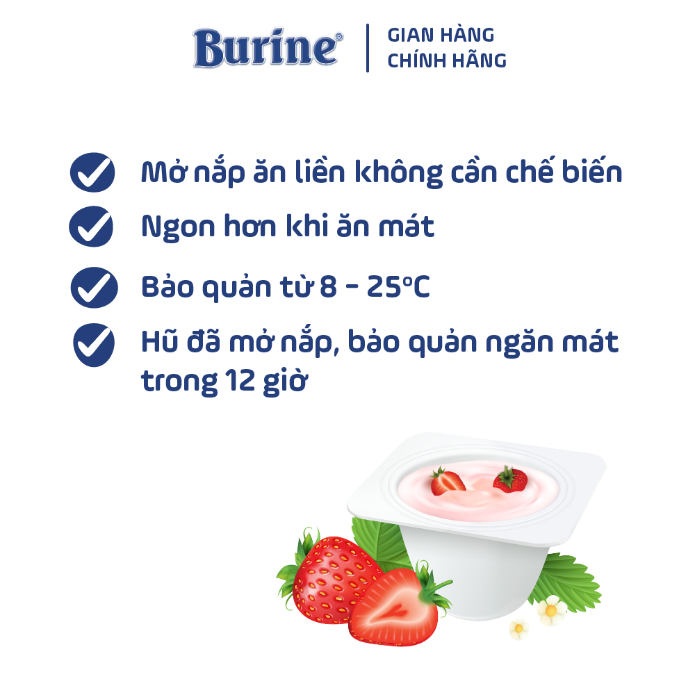 Combo 2 Vỉ Pudding Ăn Dặm Burine Vị Dâu Dành Cho Trẻ Từ 6 Tháng Tuổi-Cung Cấp Vitamin, Bổ Sung Năng Lượng