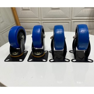 Thanh lý - bộ 4 bánh xe đẩy kèm 16 ốc vít và cờ lê lắp bánh xe đẩy hàng, tải trọng 150kg - mã 1a09