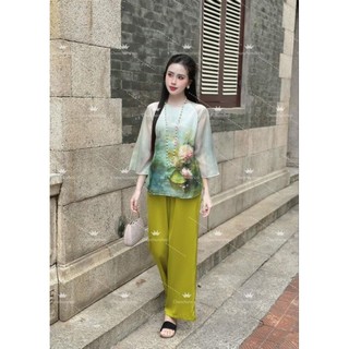 Pháp phục đi chùa voan tơ 2 lớp lụa