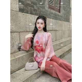 Pháp phục đi chùa voan tơ 2 lớp lụa