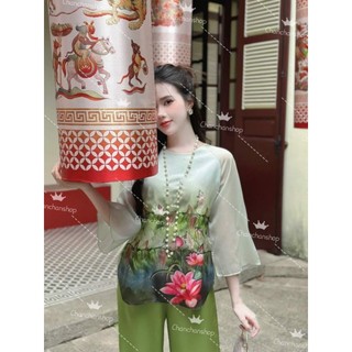 Pháp phục đi chùa voan tơ 2 lớp lụa