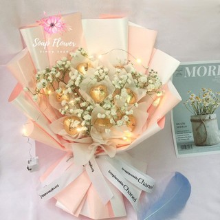 Bó hoa socola valentine 8 bông, Quà tặng sinh nhật cho nữ - Hoa sáp đẹp ý nghĩa - Bó hoa trang trí