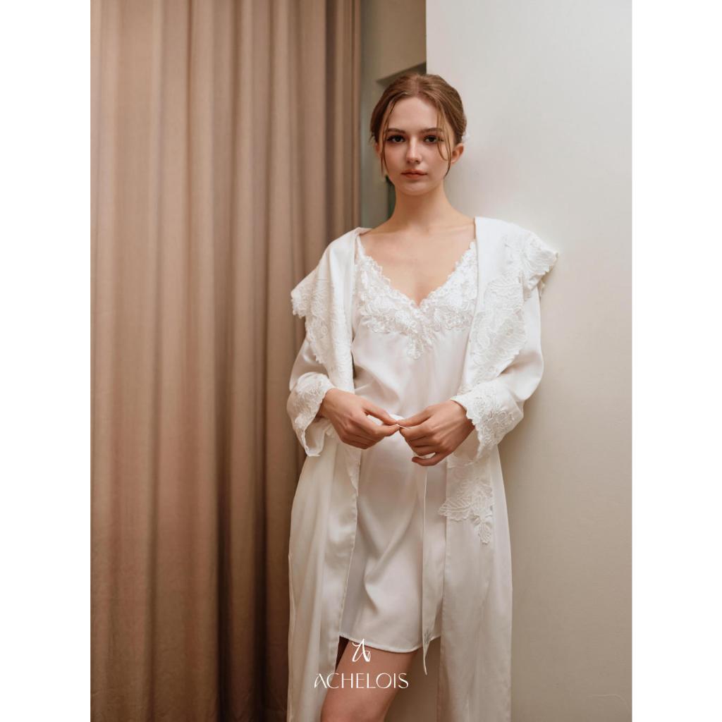 Áo choàng lụa phối ren - Gabriel Robe - Achelois