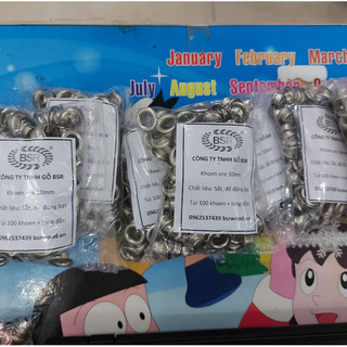 Combo 10 túi Khoen ore 10mm Khuy mắt cáo 10 ly đóng bạt Bằng sắt xi màu bạc. 1 Túi 100 cái (có long đền)