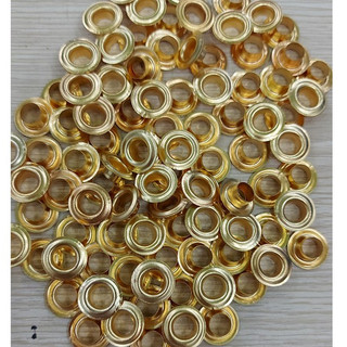 Khoen ore 8mm (8 ly) Khuy mắt cáo đóng bạt, bấm bạt, bấm túi giấy Bằng sắt xi MÀU VÀNG Túi 100 cái + 100 long đền