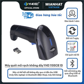 Máy quét mã vạch không dây YHD 1100CB 1D - Đầu đọc mã vạch 1D kết nối Bluetooth/ 2.4G dùng trên Điện thoại, Máy tính