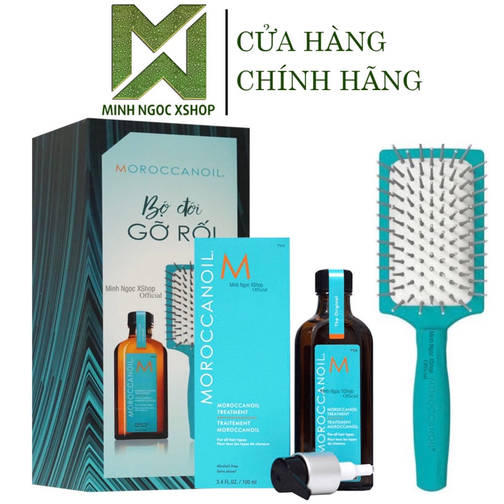 Set tinh dầu dưỡng tóc Moroccanoil Treatment Original 100ML + Lược