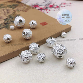 Bi bạc trắng omani - khắc chú đại bi chữ phạn - charm phụ kiện xâu, phối vòng,chuỗi hạt phong thủy may mắn
